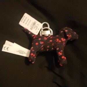 PINK Victoria's Secret Black and Red Dog Keychain